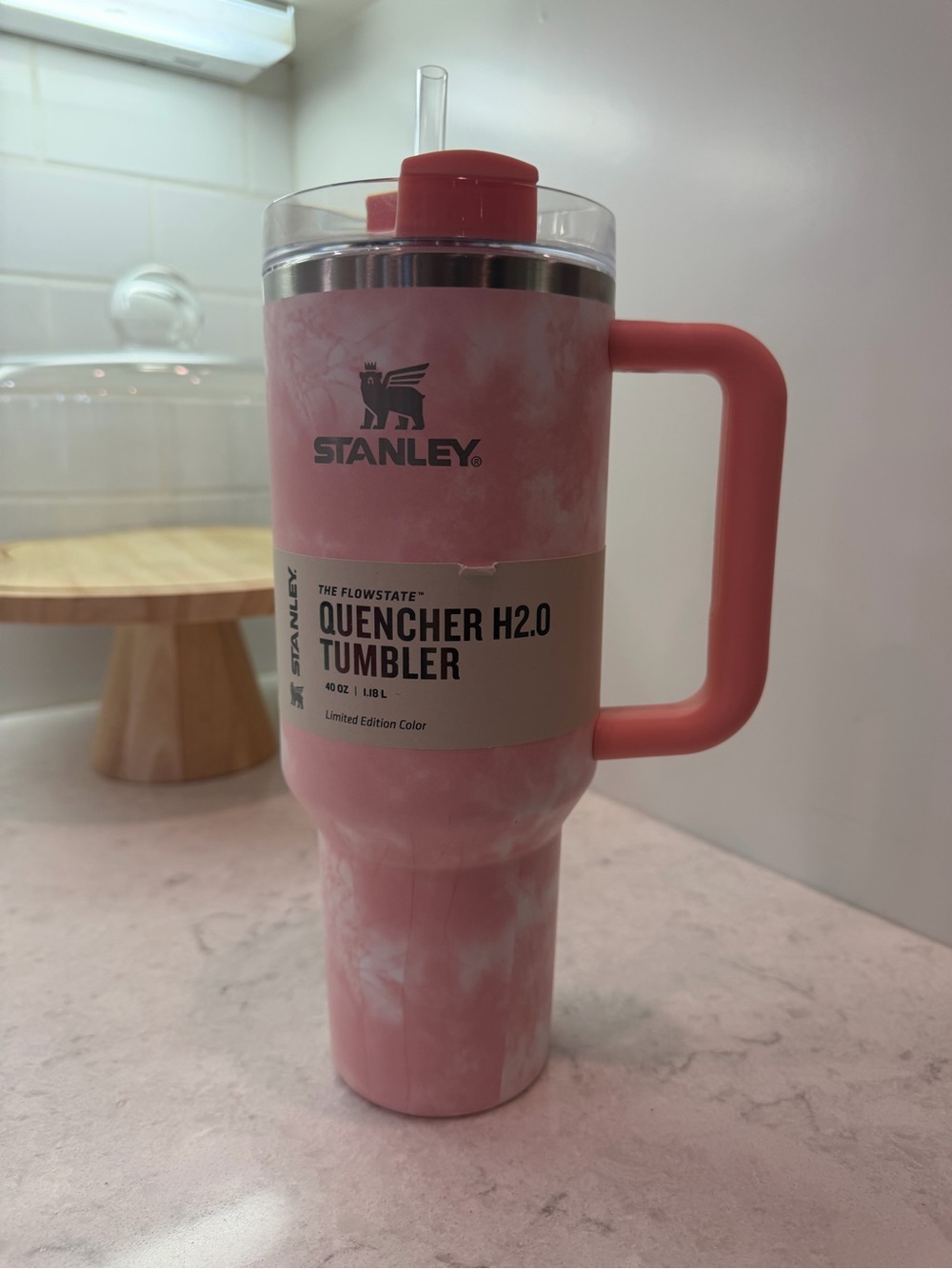 Stanley Pink Marble Quencher H2.0 Tumbler with Handle